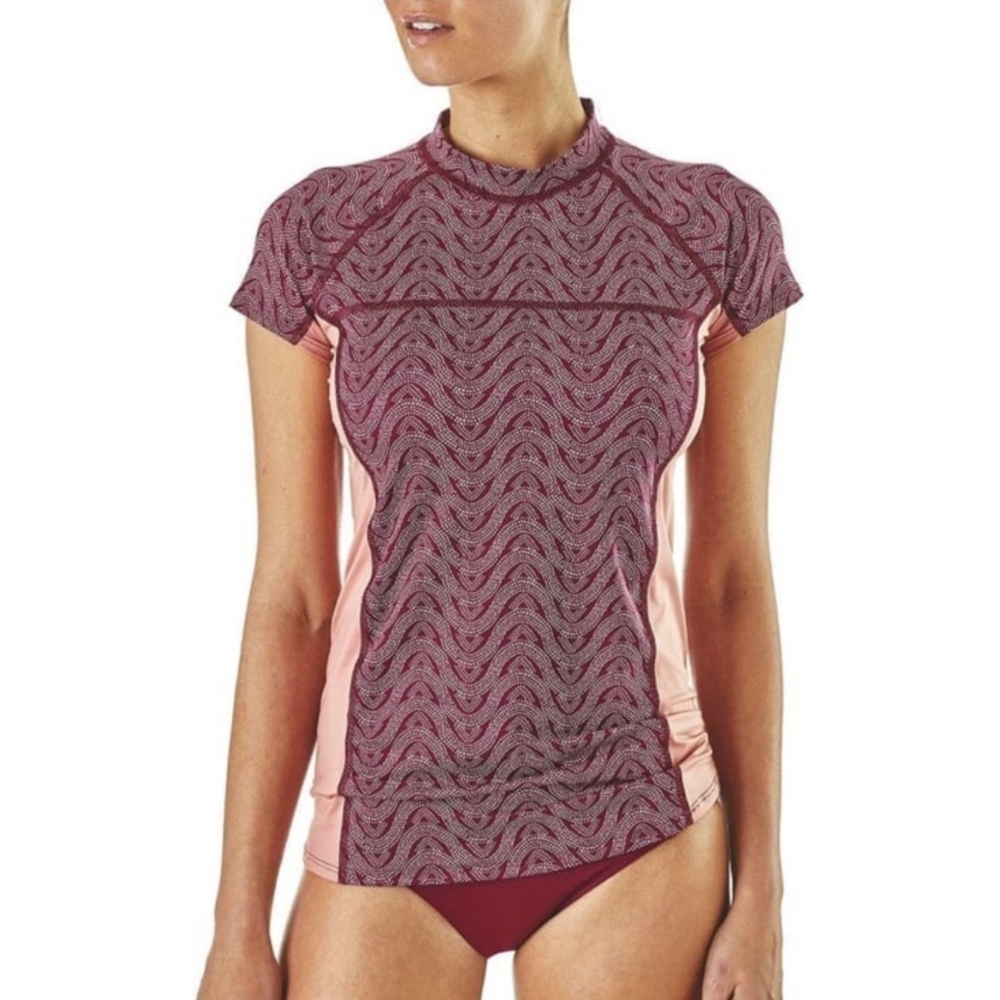 Patagonia Microswell Short Sleeve Rashguard Arrow Red Womens L (mislabeled)